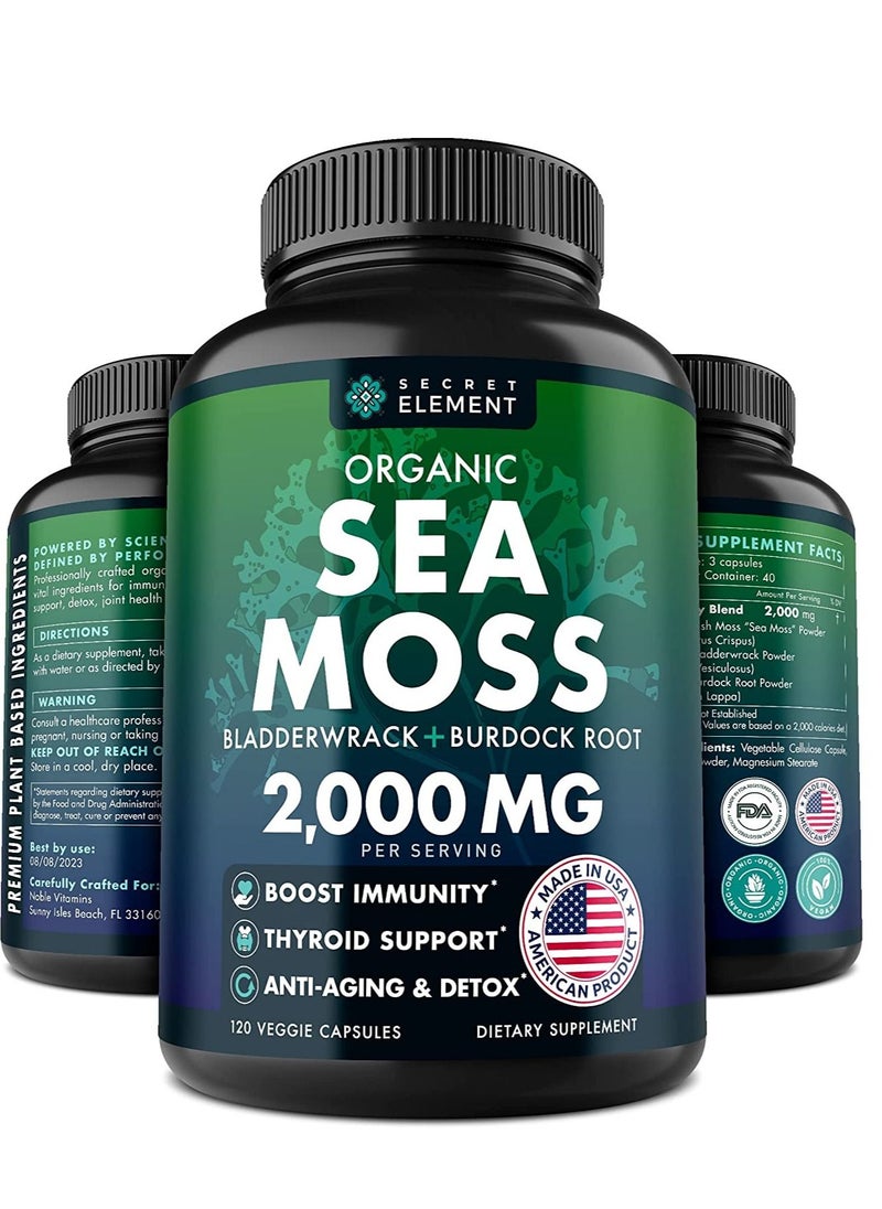 SECRET ELEMENT - Organic Sea Moss 2000mg 120 Capsules - Image 1