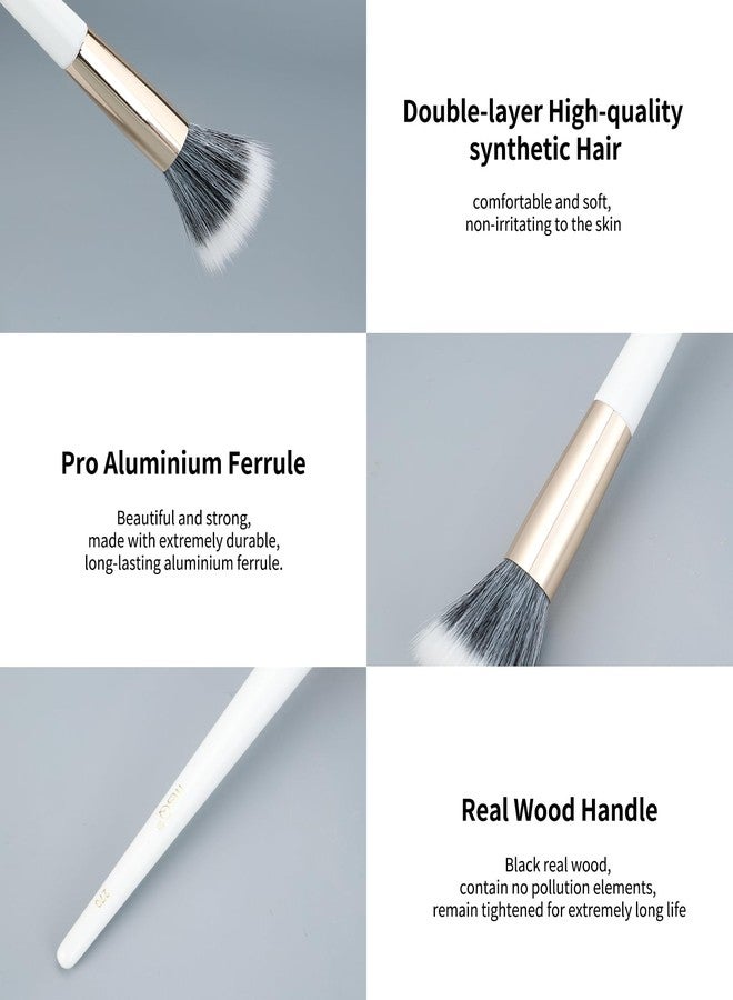 MSQ 2PCS Duo Fiber Stipping Brushes, Flat Top Double Stipple Makeup Brush Blusher Brush, Great for Blending, Highlight, Blush, Contour, Cream, Foundation,Smooth & Natural, White - Image 4
