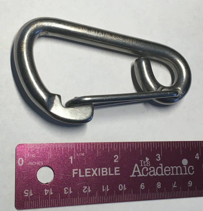 US STAINLESS 2 Pieces Stainless Steel 316 Spring Hook Carabiner 3/8" (10mm) Marine Grade Safety Clip - Image 3