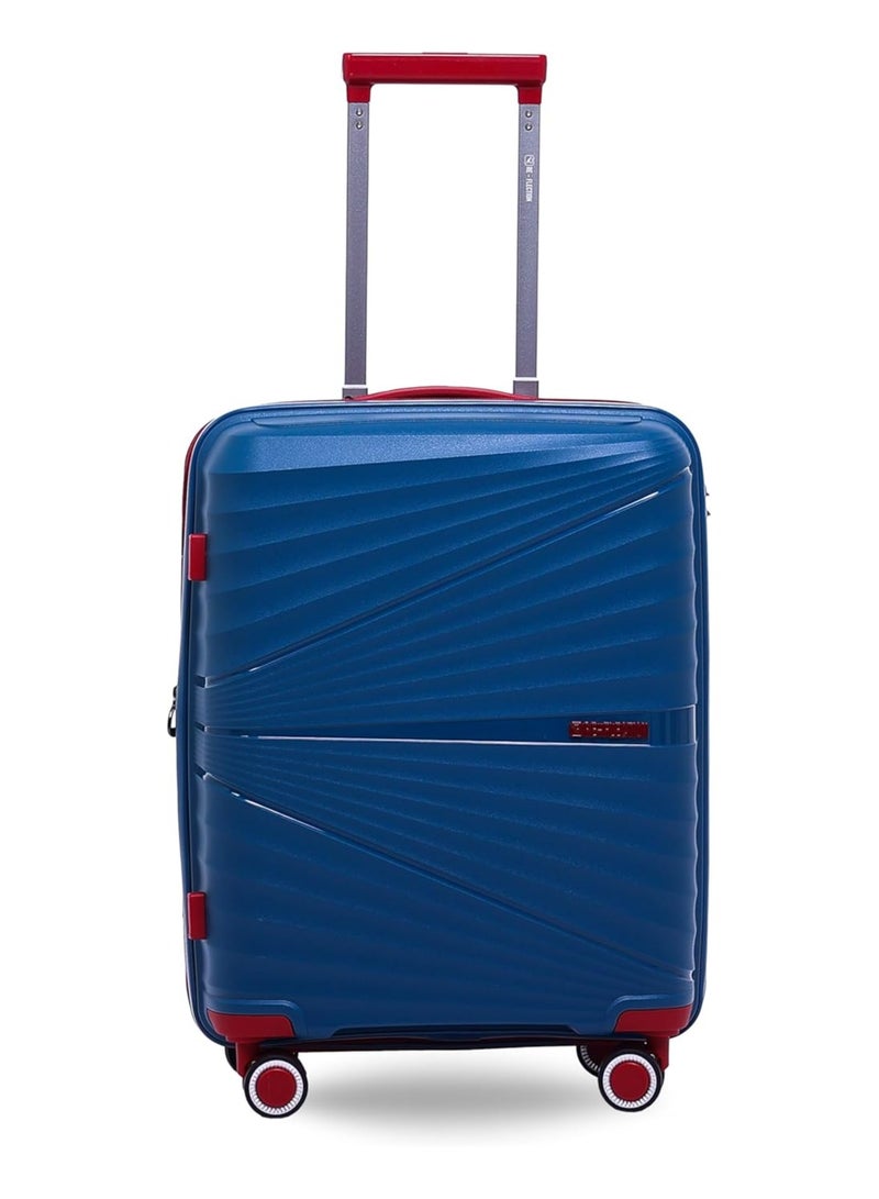 Reflection 28 Inch Polypropylene Suitcase Lightweight Hard Case Curvy Line Series Travel Luggage Trolley with 121L Storage Capacity 4 Spinner Wheels and TSA Lock Blue - Image 1