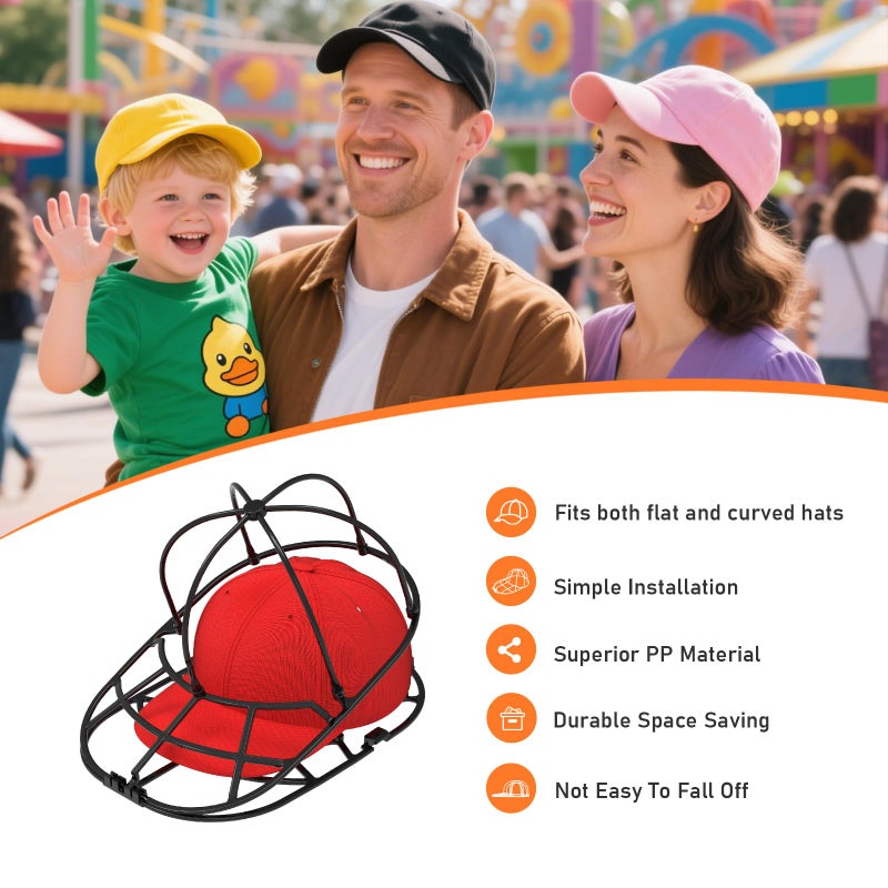 XQXA Hat Washer Cage for Baseball Caps - Hat Cleaner for Washing Machine & Dishwasher, Fits Adult & Kids Caps - Baseball Cap Washing Cage-Black - Image 3