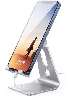 Lamicall Phone Stand Adjustable Phone Holder Mount Compatible With Iphone 12 11 Mini Pro Max Xs Xr X 8 7 6 Plus Galaxy S20 S10 S9 S8 S7 Note 10 9 Switch Smartphones Silver  - Image 1