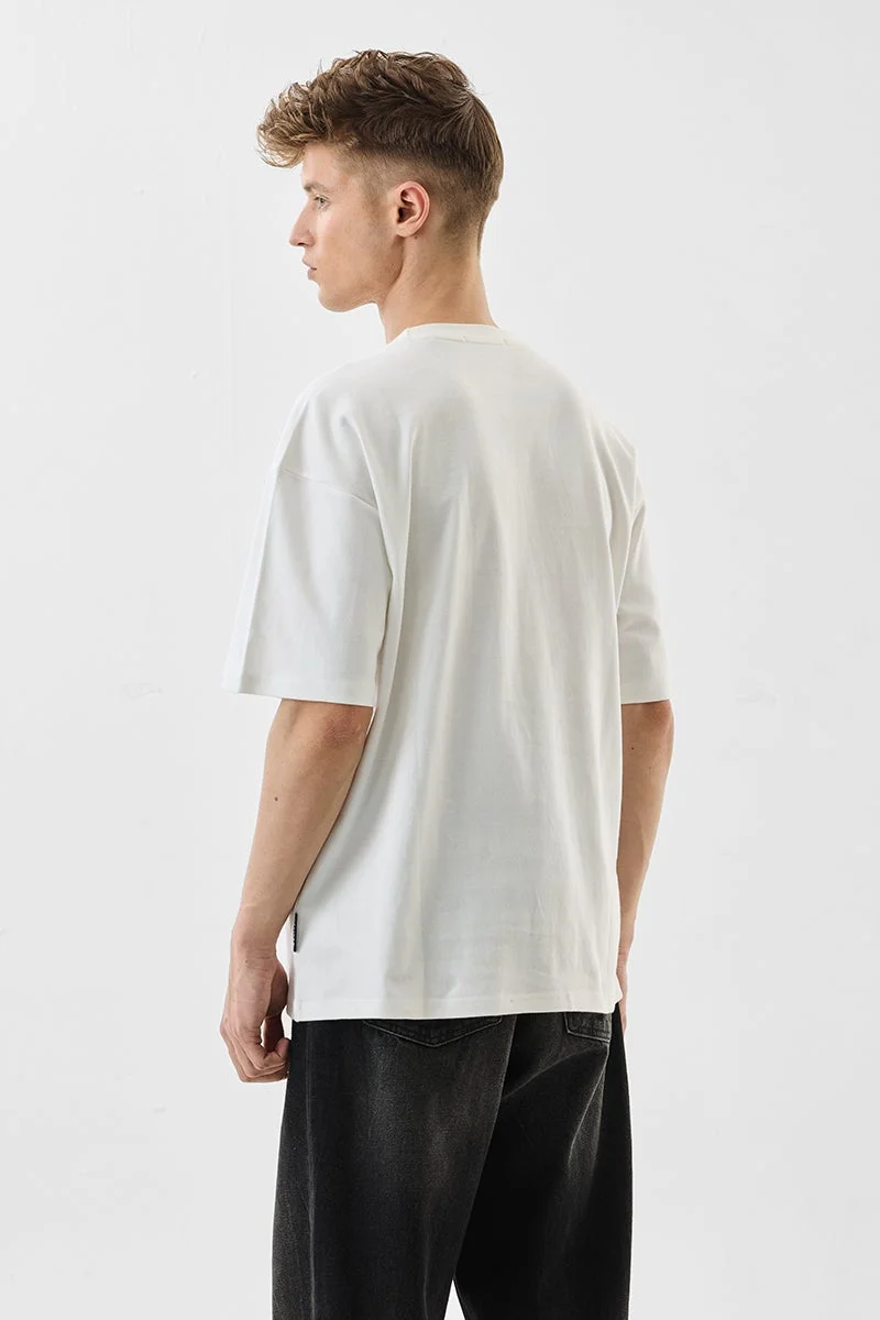 Snitch Off-White Off-White Animal Print Half Sleeve Oversized T-Shirt for Men | Best Price UAE