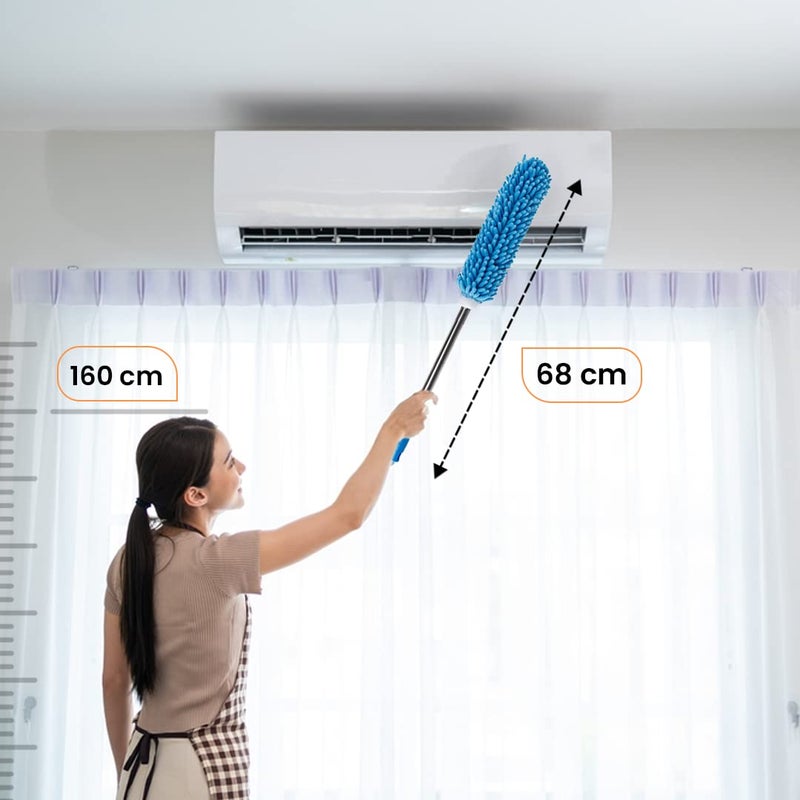 Kuber Industries Cleaning Duster for Ceiling Fan with Long Rod Washable Reusable Dusting Brush for Home Cleaning Dust Cleaner Microfiber Duster for Home Cleaning 64cm Long Blue - Image 4