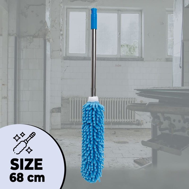 Kuber Industries Cleaning Duster for Ceiling Fan with Long Rod Washable Reusable Dusting Brush for Home Cleaning Dust Cleaner Microfiber Duster for Home Cleaning 64cm Long Blue - Image 3