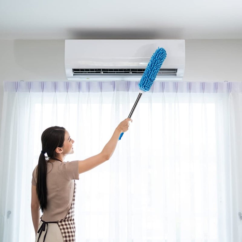 Kuber Industries Cleaning Duster for Ceiling Fan with Long Rod Washable Reusable Dusting Brush for Home Cleaning Dust Cleaner Microfiber Duster for Home Cleaning 64cm Long Blue - Image 2