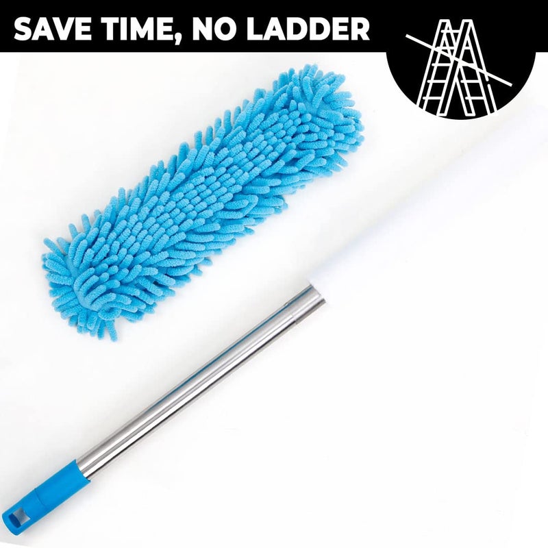 Kuber Industries Cleaning Duster for Ceiling Fan with Long Rod Washable Reusable Dusting Brush for Home Cleaning Dust Cleaner Microfiber Duster for Home Cleaning 64cm Long Blue - Image 5
