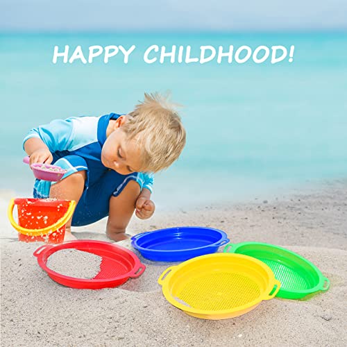 QINGLER Sand Sifters Sieve for The Beach Sand Toys Red Blue Yellow Green Complete Gift Set Bundle4Pack875x 975in - Image 5