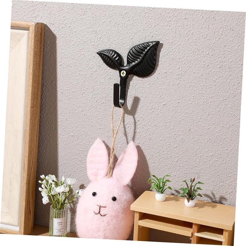 Vintage Leaf Wall Hooks Set of 4 Rustic Iron Coat Hat Towel Hangers for Entryway Bathroom Kitchen - Image 3