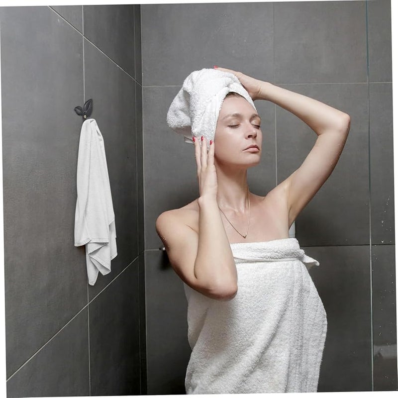 Vintage Leaf Wall Hooks Set of 4 Rustic Iron Coat Hat Towel Hangers for Entryway Bathroom Kitchen - Image 4