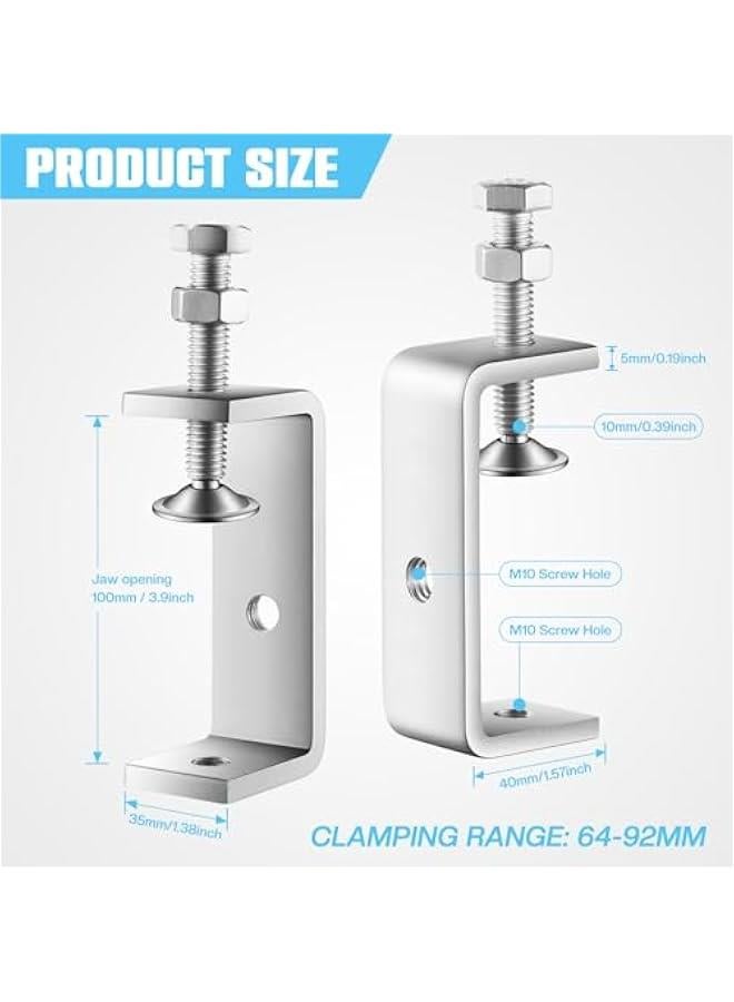 10 Pcs 304 Stainless Steel C Clamp Mini Tiger Clamp 4Inch Heavy Duty Metal U Clamps with Stable Wide Jaw Opening for Mounting Metal Working Woodworking(10 Pcs, 4 Inch) - Image 2