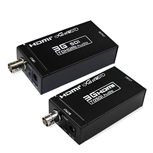 HDSUNWSTD 1080P 3G HDMI to SDI BNC Converter + SDI to HDMI Converter HDMI SDI/BNC Extender Over Single 100m/328ft Coaxial Cables - Image 1