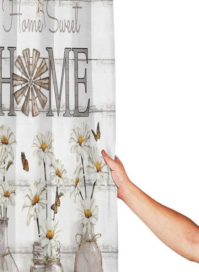 Tijuboni Farmhouse Daisy Shower Curtain White Flower Shower Curtains for Neutral Country Floral Bathroom Decor Rustic Shower Curtain Waterproof Polyester Fabric 60 x 72 Inch - Image 4