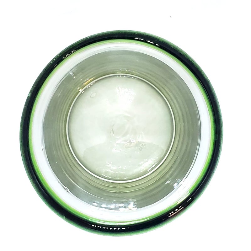 MexHandcraft Emerald Green Rim 14 oz Drinking Glasses (set of 6), Recycled Glass, Lead-free, Toxin-Free (Drinking) - Image 4
