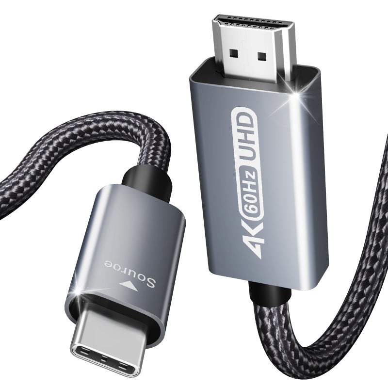 BENFEI USB C to HDMI 6 Feet Cable [4K@60Hz, Aluminum Shell, Nylon Braided], USB Type-C to HDMI Cable [Thunderbolt 3/4/5] Compatible for MacBook Pro/Air/iPad Pro 2023/2022/2021/2020/2019, Gray - Image 1