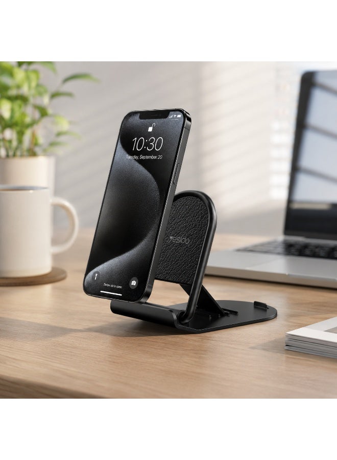 يسيدو حامل هاتف مكتبي صغير وقابل للتعديل Yesido C141 Mini Holder - ستاند موبايل محمول للمكتب بـ 4 مستويات ضبط زاوية، مزود ببطانة سيليكون مانعة للانزلاق، مثالي لمكالمات الفيديو والبث المباشر - لون أسود - Image 3