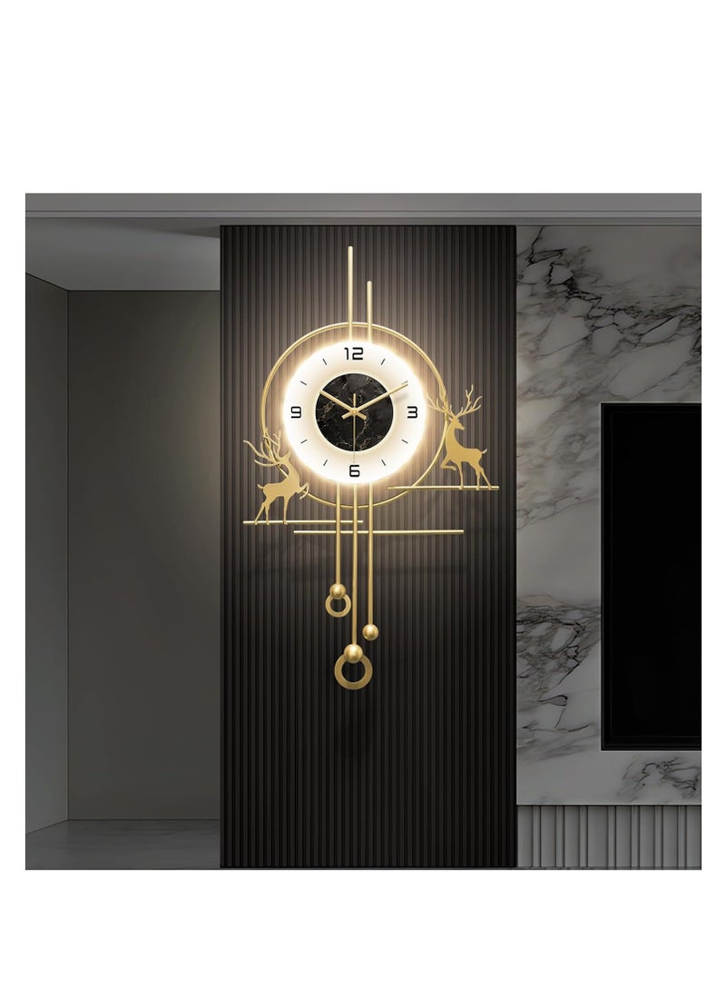 Y&D Gold Wall Clock for Living Room,Large Gold Decorative Wall Clock with Light,Creative Silent Wall Clocks Decorative for Kitchen Entryway Bedroom Office Dinning Room Metal Wall Decor - Image 1