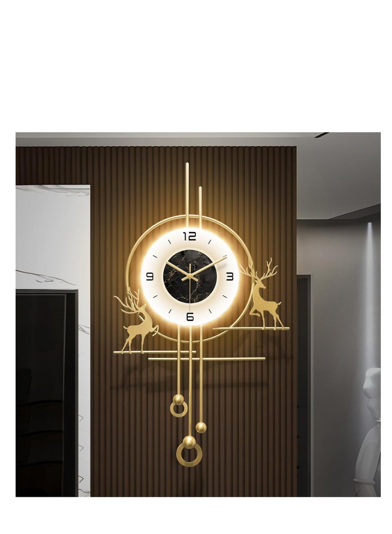 Y&D Gold Wall Clock for Living Room,Large Gold Decorative Wall Clock with Light,Creative Silent Wall Clocks Decorative for Kitchen Entryway Bedroom Office Dinning Room Metal Wall Decor - Image 2