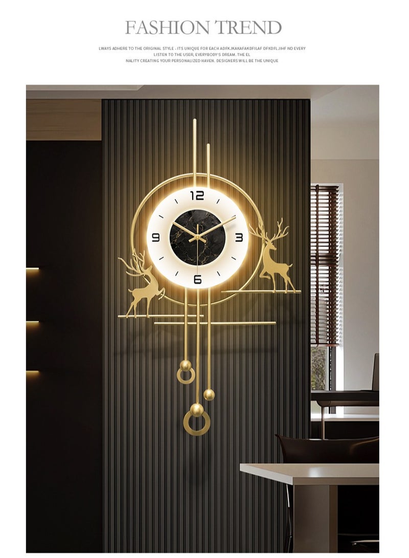 Y&D Gold Wall Clock for Living Room,Large Gold Decorative Wall Clock with Light,Creative Silent Wall Clocks Decorative for Kitchen Entryway Bedroom Office Dinning Room Metal Wall Decor - Image 3