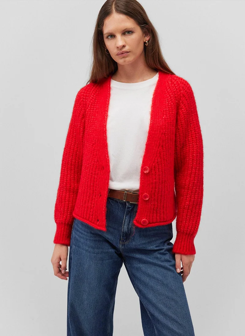 MAVI BUTTON FRONT CARDIGAN Goji Berry