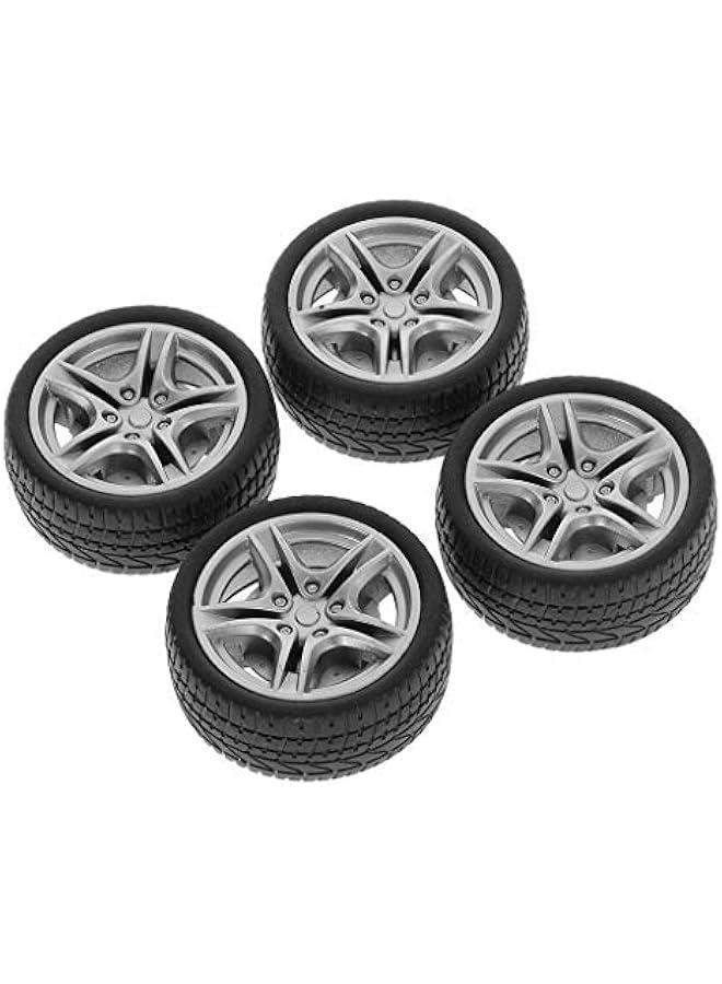 Generic Tires,4pcs 48mm Simulation Rubber Wheel Tire Wheel Toy Model DIY RC Spare Parts Black  - Image 1
