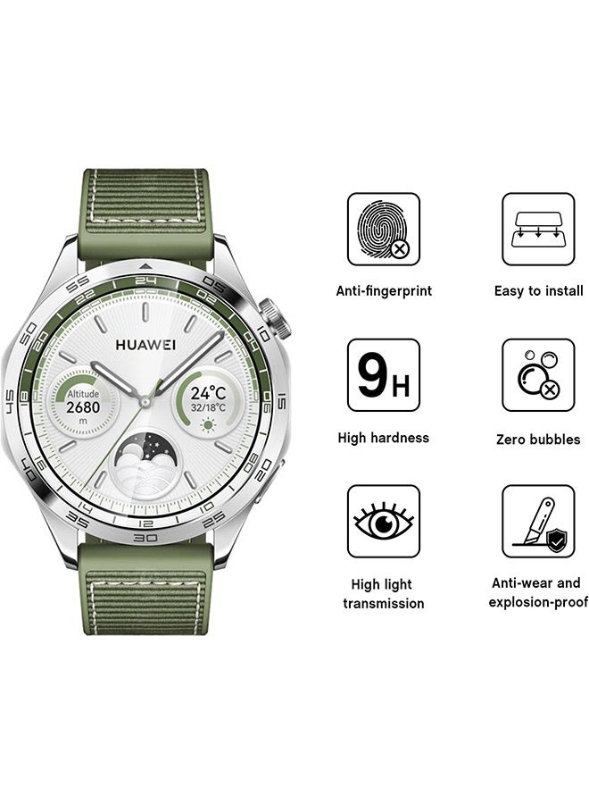 بشكل مختصر 【4 حزم】واقي شاشة من الزجاج المقوى لساعة HUAWEI Watch GT 4 مقاس 46 مم، واقي شاشة، فيلم واقي، مضاد للخدش، عالي الوضوح - Image 4
