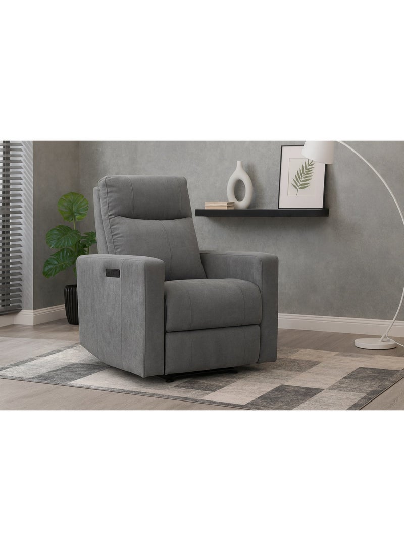 KING KOIL Mason Grey Power Glider Recliner, Fabric Grey - Image 1