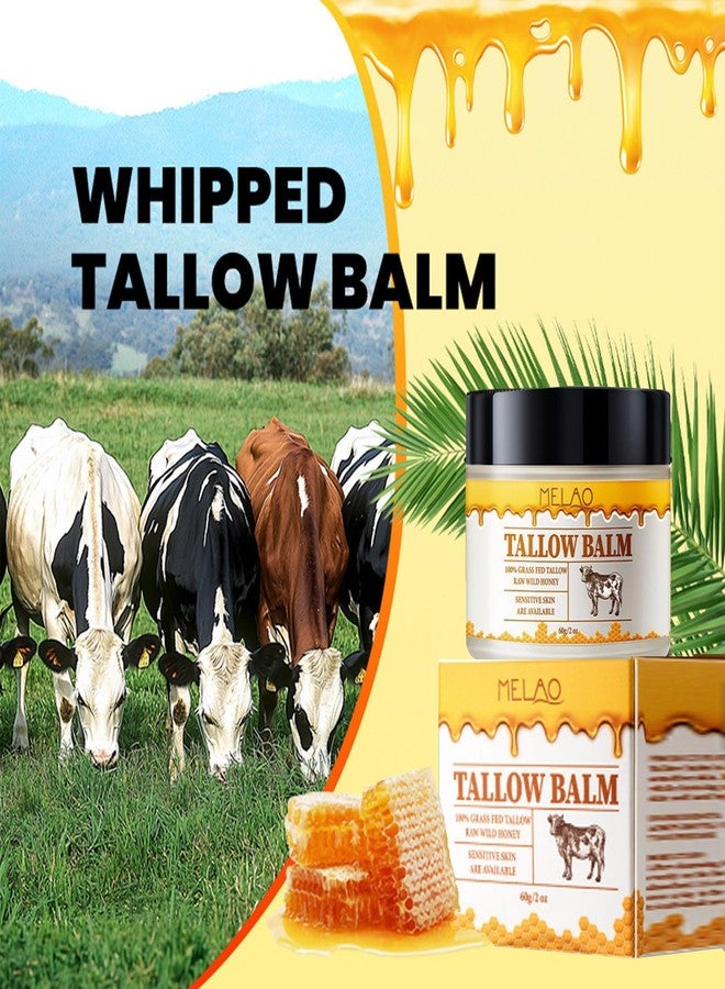 gcdat Whipped Beef Tallow and Honey Balm, Grass Fed Grass Finished Face Cream for All Skin Types - Grass-Fed Beef Tallow & Raw Wild Honey Blend - All-Natural Moisturizer for Face & Body, 2 OZ - Image 2
