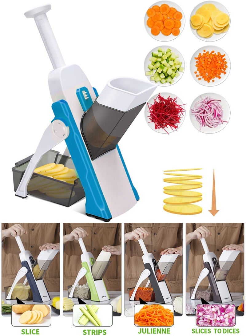 ISHWAZ Manual Hand Press Vegetable Cutter, Chopper & Slicer with Adjustable Cutting Styles - Image 1
