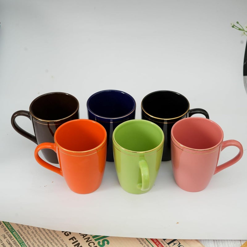 Femora Gold Series Ceramic Coffee Mug Set of 2360ML Multi Color Tea Cups Stackable Chip Resistant Large Serving Coffee Cup Ideal Coffee Mug for Gift Peach - Image 3