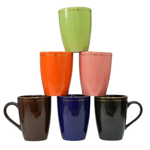 Femora Gold Series Ceramic Coffee Mug Set of 2360ML Multi Color Tea Cups Stackable Chip Resistant Large Serving Coffee Cup Ideal Coffee Mug for Gift Peach - Image 2