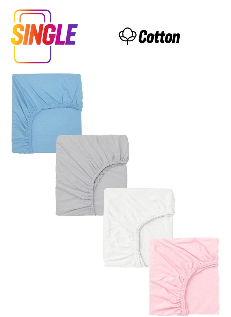 Cotenconcept 4 Pieces Cotton and Elastic 60 x 120 cm Combed Cotton Baby Sheet  - Image 1