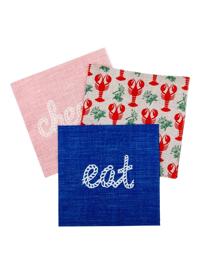 Restaurantware 13 Inch Paper Luncheon Napkins, 500 Eat Rope Script Design Printed Napkins - 3-Ply, Textured Edges, Navy Paper Decorated Napkins, Soft And Strong, For Parties Or Catering Events  - Image 1