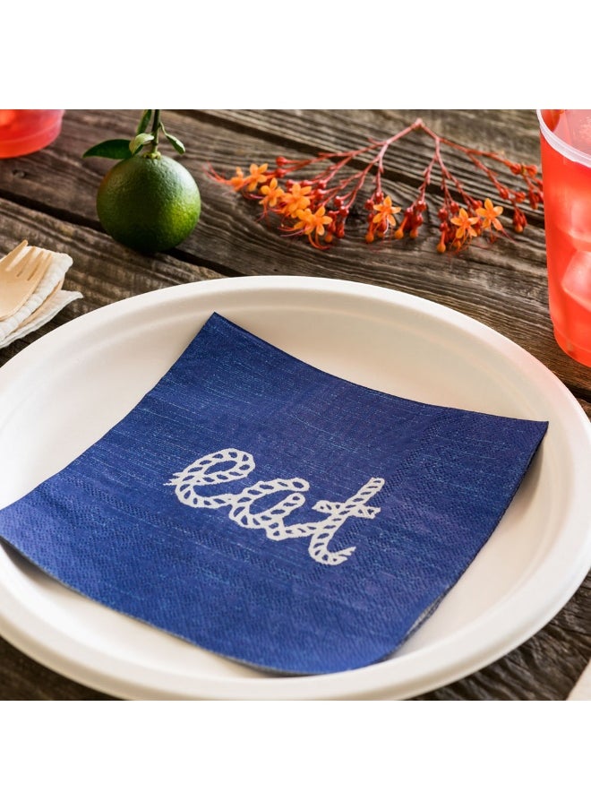 Restaurantware 13 Inch Paper Luncheon Napkins, 500 Eat Rope Script Design Printed Napkins - 3-Ply, Textured Edges, Navy Paper Decorated Napkins, Soft And Strong, For Parties Or Catering Events  - Image 3
