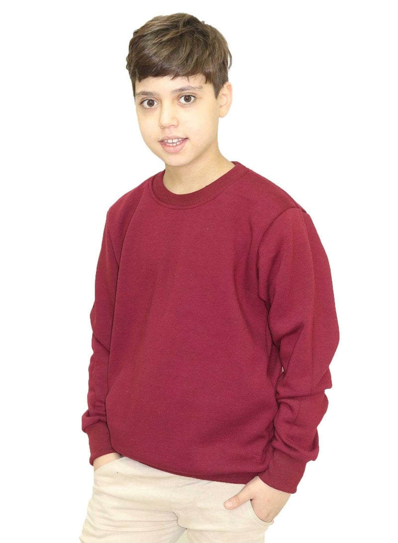 OneHand Basic Sweatshirt Melton Cotton For Kids - Burgundy - Image 1