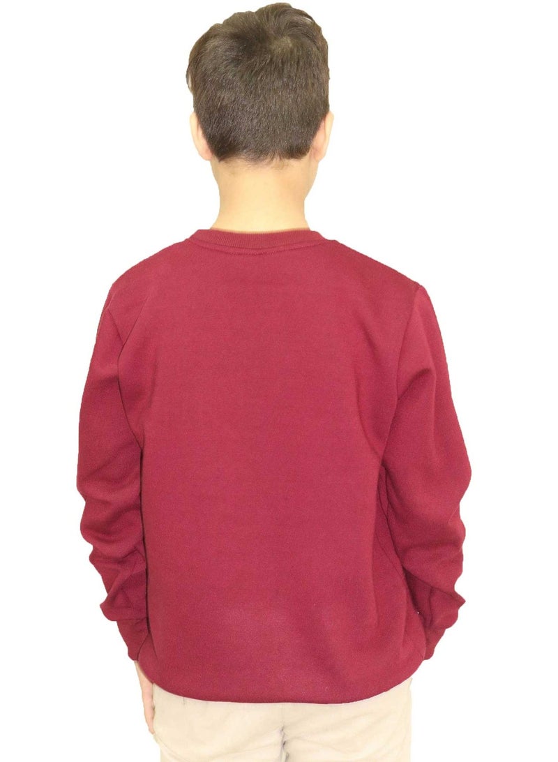 OneHand Basic Sweatshirt Melton Cotton For Kids - Burgundy - Image 3