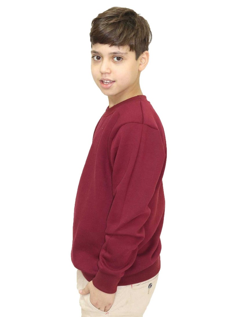 OneHand Basic Sweatshirt Melton Cotton For Kids - Burgundy - Image 2