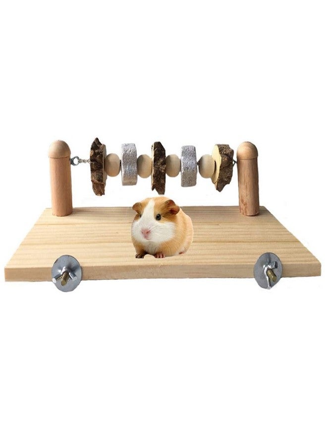 kathson Hamster Wood ledges Platform, Wooden Chinchilla Ledges Platform with Lava Ledge Blocks Chew Toys Pet Cage Resting Wooden Shelf Chinchilla Cage Accessories for Hamster Guinea-Pigs Mouse - Image 1