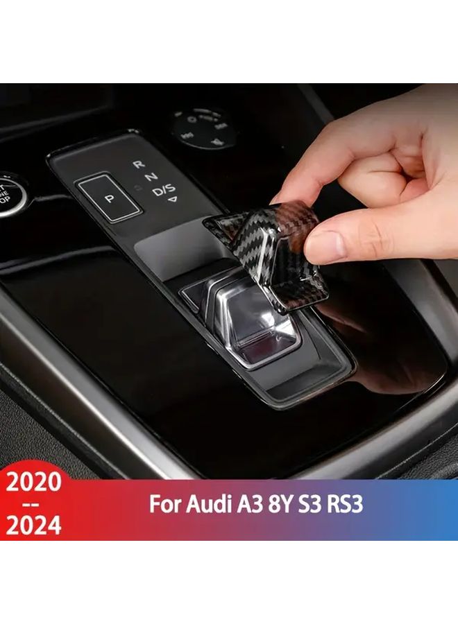 Carbon Fiber Shift Knob Cover for Audi A3 8Y 2021 2022 Gear Cover - Image 1