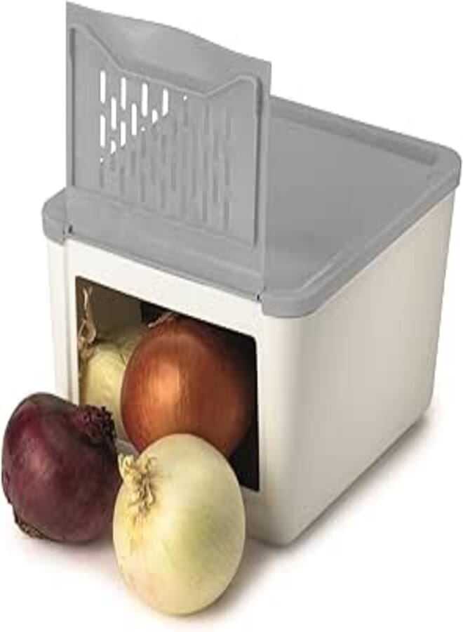 Snips Onion & Vegetable Storage Container with Ventilation, 2kg Capacity, Grey, BPA-Free, Made in Italy