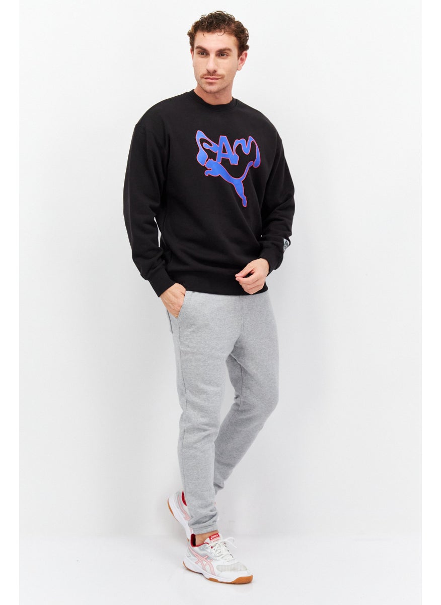 PUMA Men Sportswear Fit Long Sleeve Training Sweatshirt, Black  - Image 3