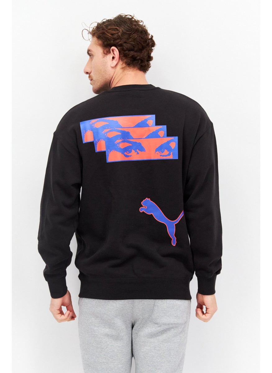 PUMA Men Sportswear Fit Long Sleeve Training Sweatshirt, Black  - Image 4