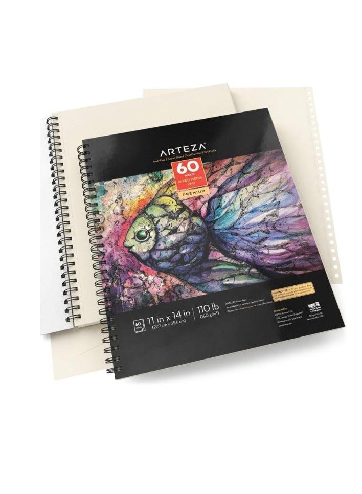 Mixed Media Pad, 11 x 14 inch, (180gsm), 60 sheets, 1 pack