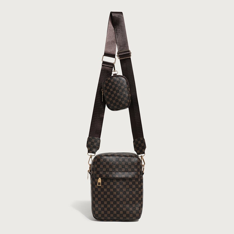 2025 Fashion Vintage Dot Printing Mobile Phone Bag Simple Fashionable Vertical Crossbody Shoulder Bag Women'S Coin Purse - Image 1