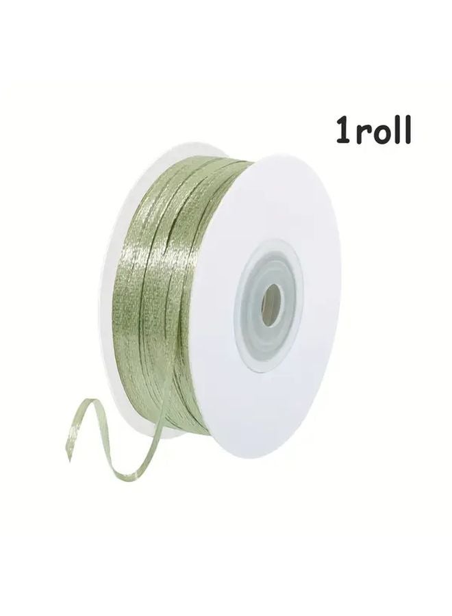 Sage Green Satin Ribbon 1 Roll 1 8 Inch Double Faced For Gift Wrapping Bouquets Crafts Wedding Decor - Image 1