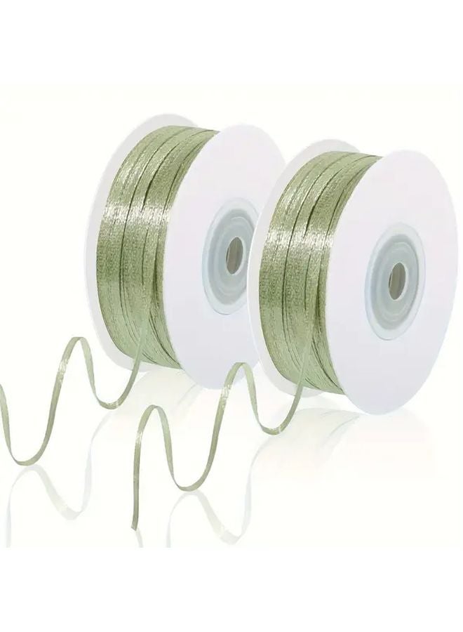 Sage Green Satin Ribbon 1 Roll 1 8 Inch Double Faced For Gift Wrapping Bouquets Crafts Wedding Decor - Image 2