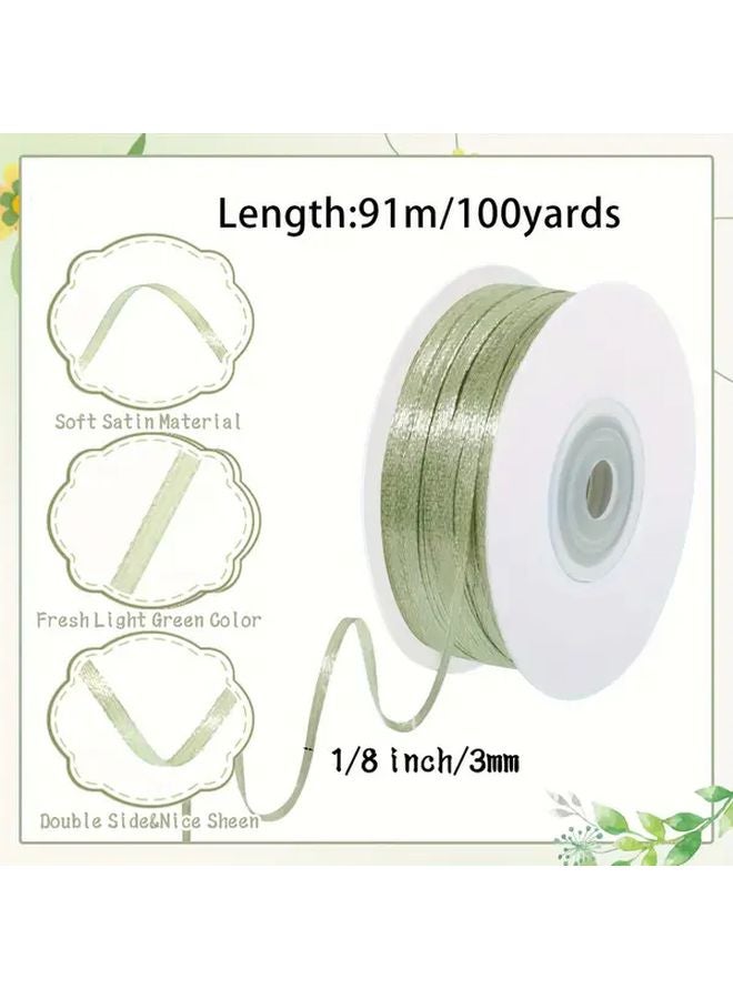 Sage Green Satin Ribbon 1 Roll 1 8 Inch Double Faced For Gift Wrapping Bouquets Crafts Wedding Decor - Image 4
