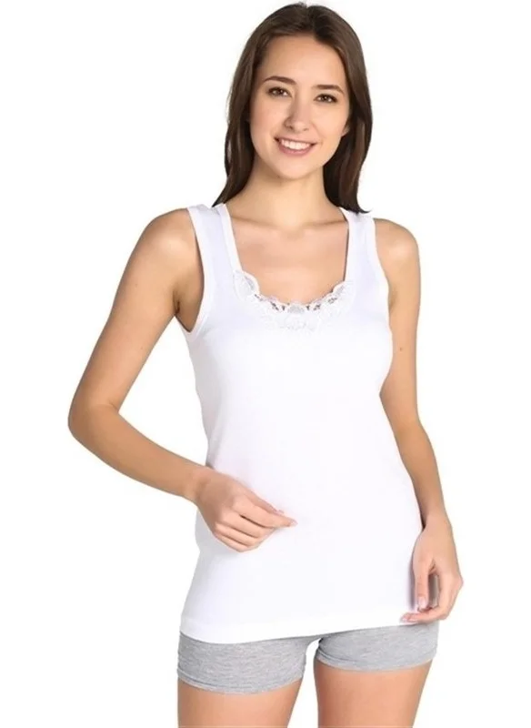 Tutku Women 6 Pack 140 Rib Guipure Wide Strap Undershirt
