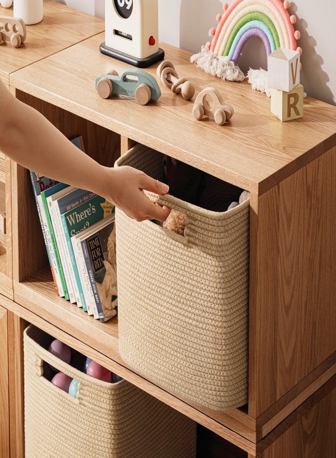 UBBCARE Set of 4 Storage Basket-11 X 10.5 X 10.5 In, Cotton Rope Basket for Shelves, Toys, Book, Cube Storage Bins with Handles, Woven Storage Basket for Organizing, Brown - Image 4