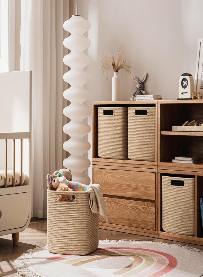 UBBCARE Set of 4 Storage Basket-11 X 10.5 X 10.5 In, Cotton Rope Basket for Shelves, Toys, Book, Cube Storage Bins with Handles, Woven Storage Basket for Organizing, Brown - Image 5
